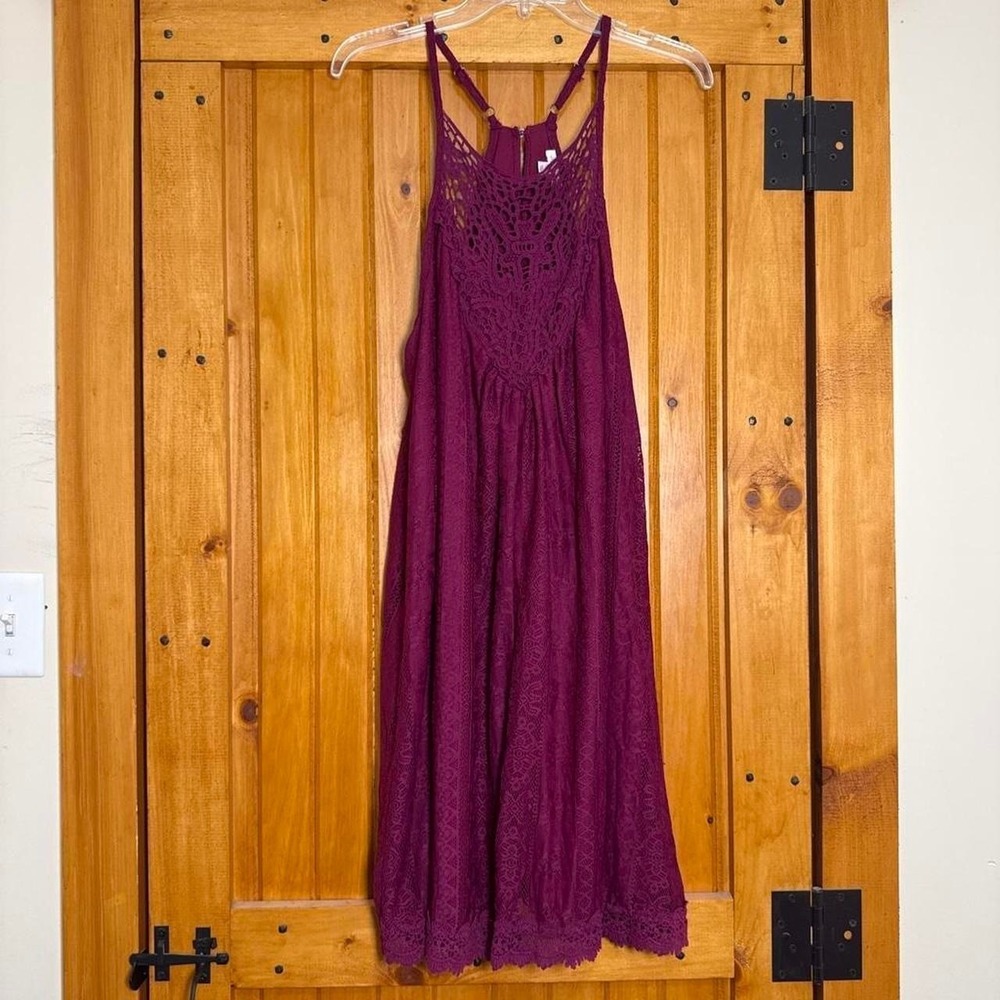 Xhilaration burgundy lace swing dress